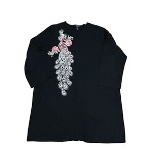 Alfani Peacock Embroidered Cardigan Coat Duster Size 3X Plus Pockets